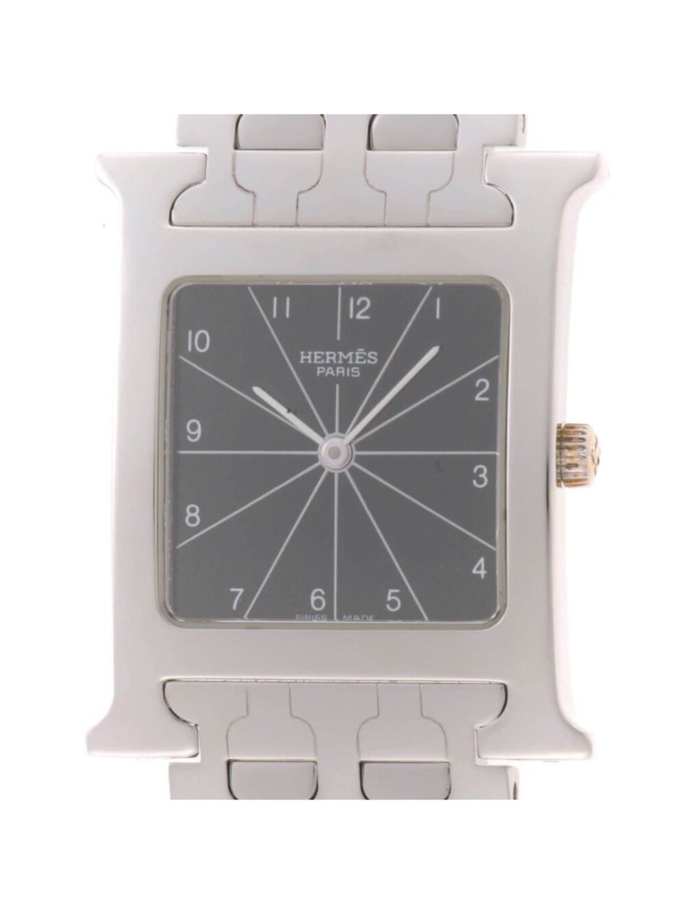 Hermes H Watch Stainless Steel Black Quartz
